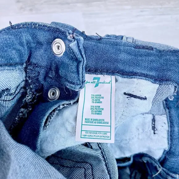 7 For All Mankind Ruffle Denim Overalls Shortalls Blue Dark Wash Toddler Girl 4T - Picture 6 of 6